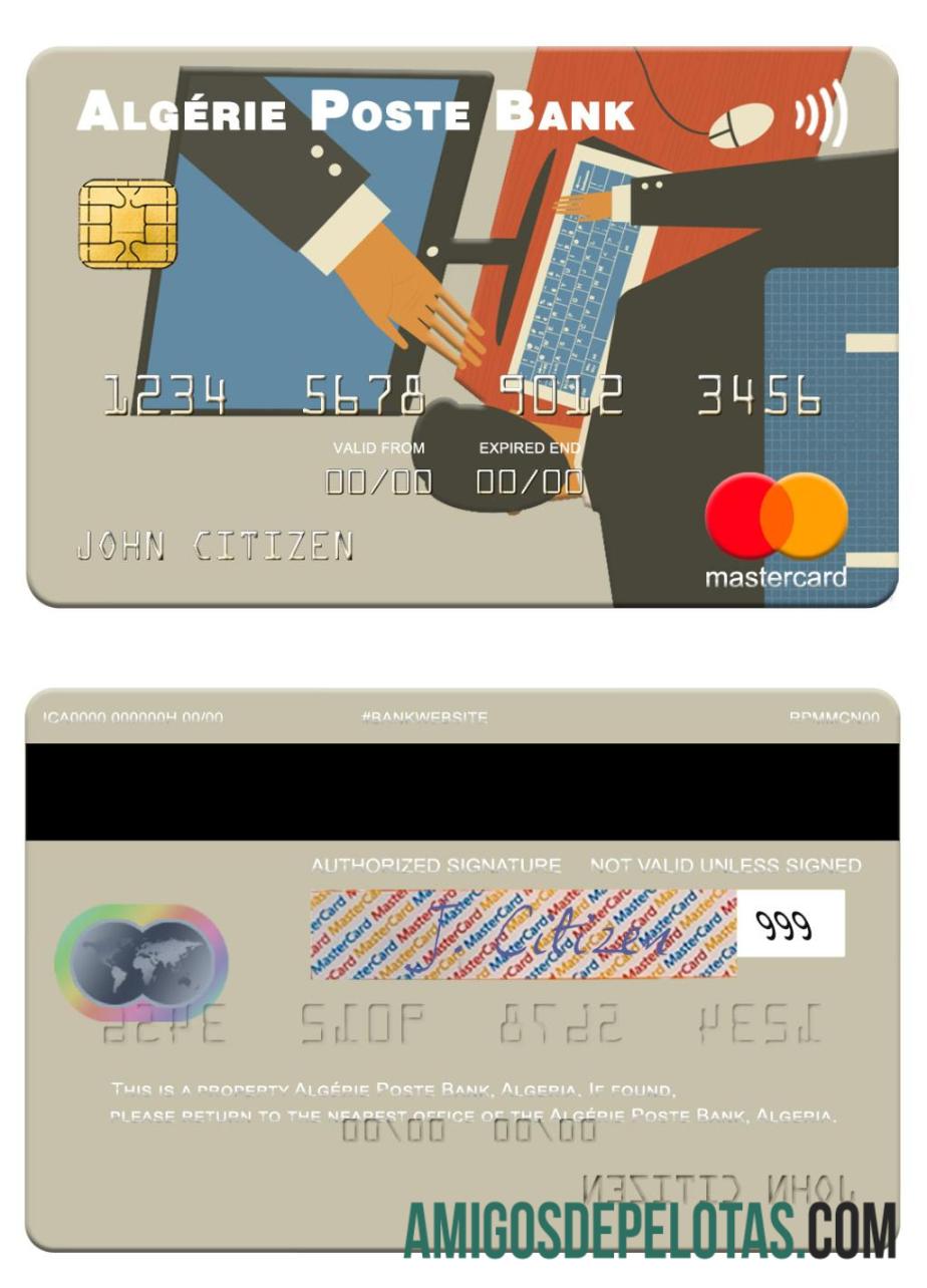 Argélia Argélia Poste Bank Mastercard amostra